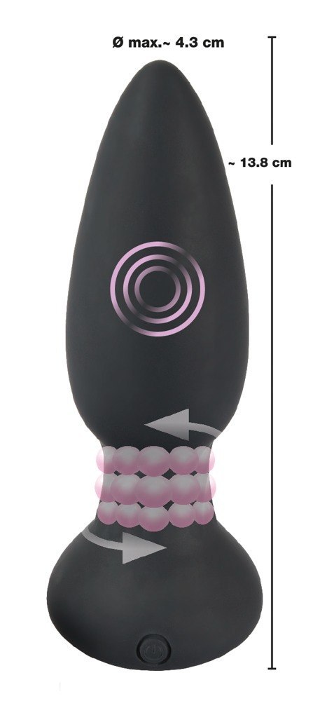 Korek analny rotacyjny Black Velvets pilot USB 14 cm