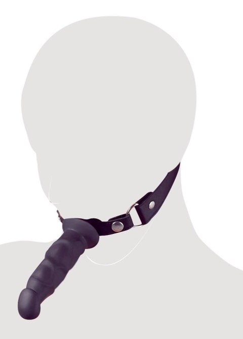 Knebel z dildo Fetish Collection czarny silikonowy 12 cm