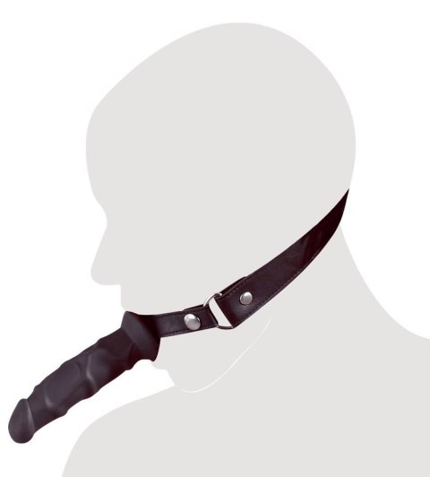 Knebel z dildo Fetish Collection czarny silikonowy 12 cm