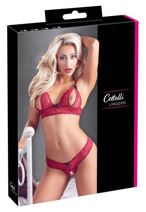 Komplet bielizny Cottelli LINGERIE koronkowy otwarty S