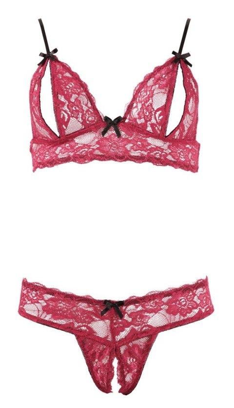 Komplet bielizny Cottelli LINGERIE koronkowy otwarty S