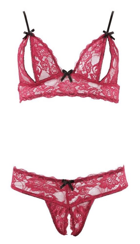 Komplet bielizny Cottelli LINGERIE koronkowy otwarty S