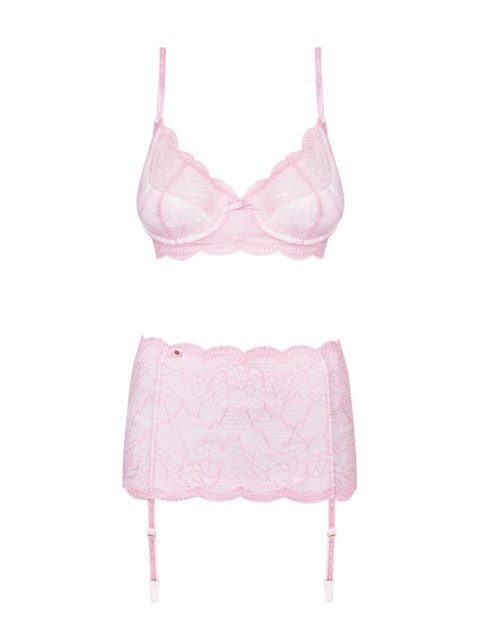 Komplet bielizny Obsessive Girlly dla dużego biustu róż biały L XL