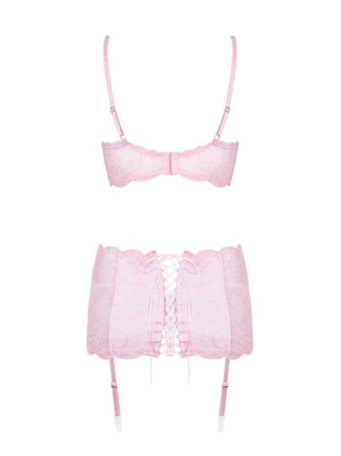 Komplet bielizny Obsessive Girlly dla dużego biustu róż biały L XL