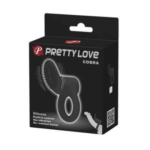 Pierścień wibrujący Pretty Love Cobra z kolcami czarny silikonowy