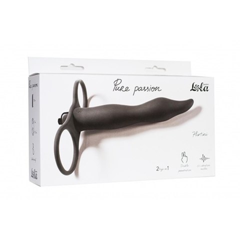 Strap on Pure Passion Flirtini silikonowy z wibracją czarny