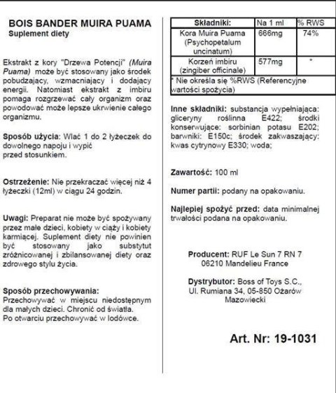 Bois Bande afrodyzjaki pobudzające dla mężczyzn 100 ml