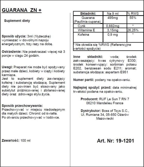 Suplement diety afrodyzjak Aphrodict Guarana Zn 100 ml