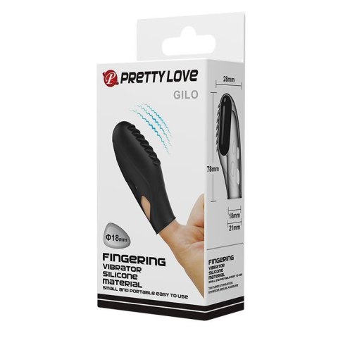 Silikonowy wibrator na palec Pretty Love GILO 18mm czarny 8cm