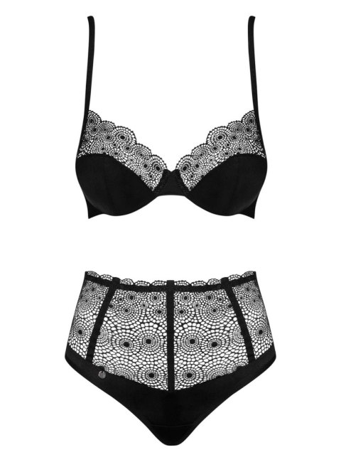 Komplet koronkowej bielizny Sharlotte Obsessive czarny L/XL