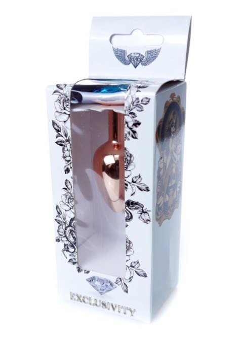 Korek analny HeavyFun ze stali nierdzewnej z diamentem jasnoniebieski 7 cm
