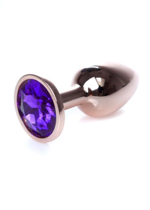 Korek analny ze stali nierdzewnej z fioletowym diamencikiem HeavyFun 7 cm