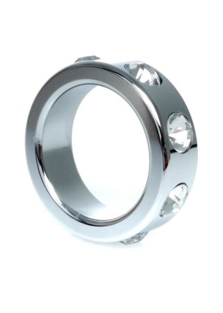 Pierścień erekcyjny stalowy z kryształowymi diamencikami HeavyFun 3,5 cm