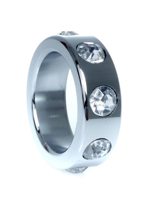 Pierścień erekcyjny stalowy z kryształowymi diamencikami HeavyFun 3,5 cm