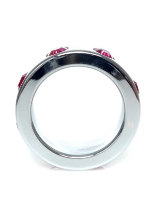 Pierścień erekcyjny stalowy z różowymi diamencikami HeavyFun 4 cm