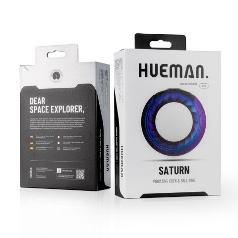 Pierścień wibrujący na penisa i jądra Hueman Saturn fioletowy USB