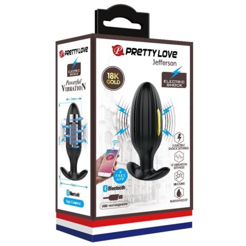 Korek analny wibrujący z elektrostymulacją Pretty Love Jefferson czarny USB