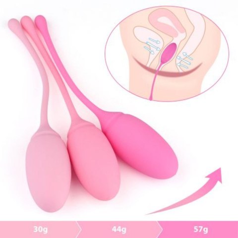 Kulki waginalne silikonowe Toyz4lovers różowe do Kegla 3 szt 15,5 cm