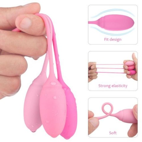 Kulki waginalne silikonowe Toyz4lovers różowe do Kegla 3 szt 15,5 cm