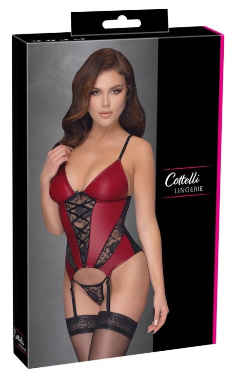 Koszulka z podwiązkami Cottelli LINGERIE czerwono czarna S