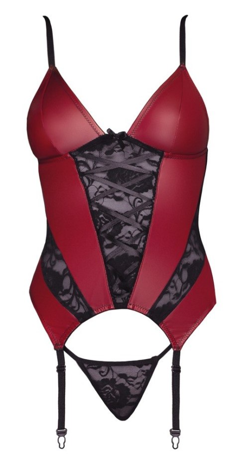 Koszulka z podwiązkami Cottelli LINGERIE czerwono czarna S