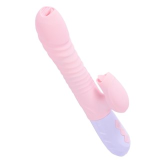 Różowy silikonowy wibrator USB 7 funkcji z pchnięciem i ogrzewaniem