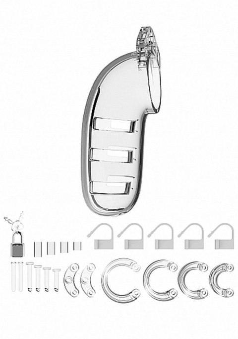 Pas cnoty ManCage Model 06 transparentny 14 cm regulowany