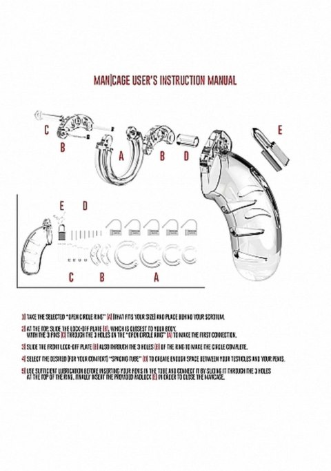 Pas cnoty ManCage Model 06 transparentny 14 cm regulowany