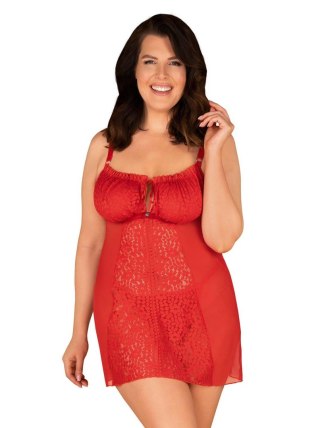 Czerwona koronkowa koszulka i stringi Blossmina Obsessive 6XL/7XL