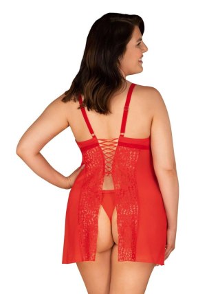 Czerwona koronkowa koszulka i stringi Blossmina Obsessive 6XL/7XL