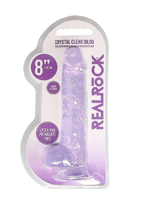 Dildo realistyczne z jądrami RealRock fioletowe 20 cm
