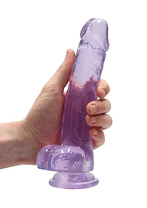 Dildo realistyczne z jądrami RealRock fioletowe 20 cm