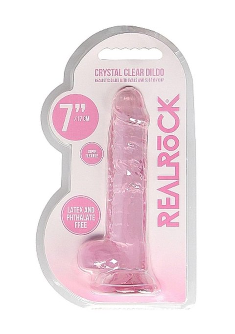 Dildo realistyczne z jądrami RealRock różowe 18 cm