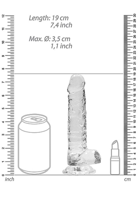 Dildo realistyczne z jądrami transparentne RealRock 18 cm