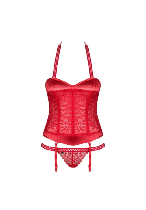 Gorset z stringami Obsessive Flameria czerwony S/M