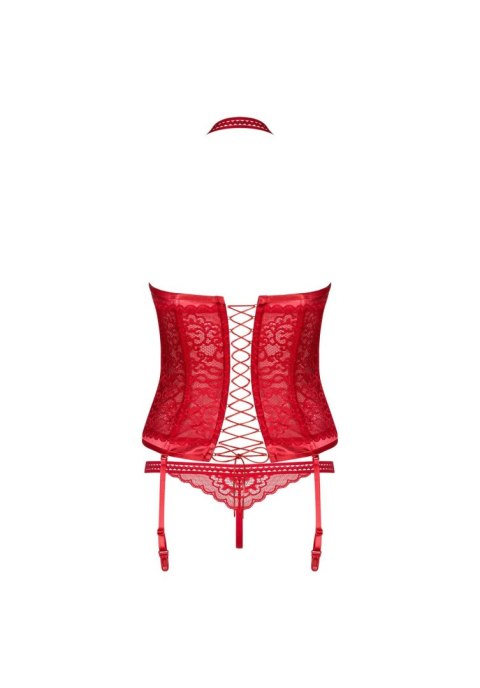 Gorset z stringami Obsessive Flameria czerwony S/M