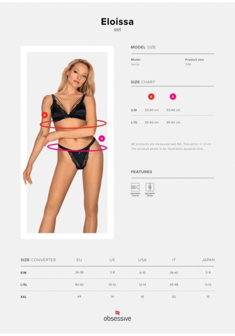 Komplet bielizny Eloissa Obsessive satynowy L/XL