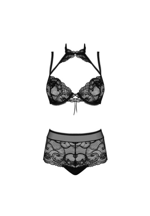 Komplet bielizny Obsessive Elizenes czarny L/XL z chokerem