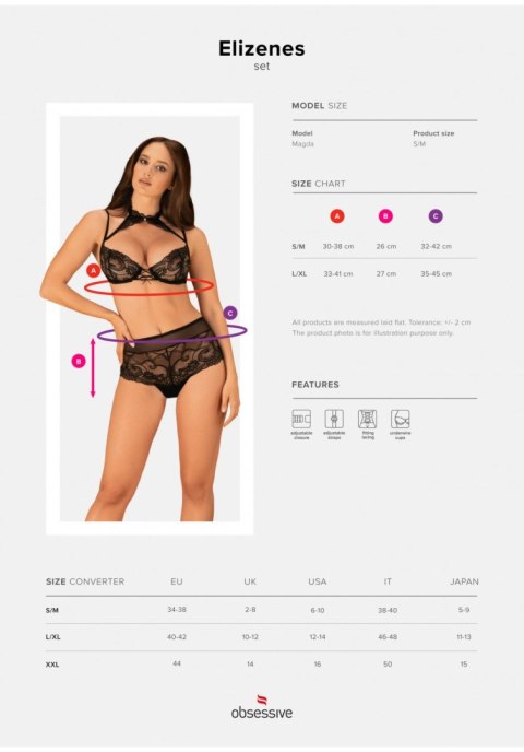 Komplet bielizny Obsessive Elizenes czarny L/XL z chokerem