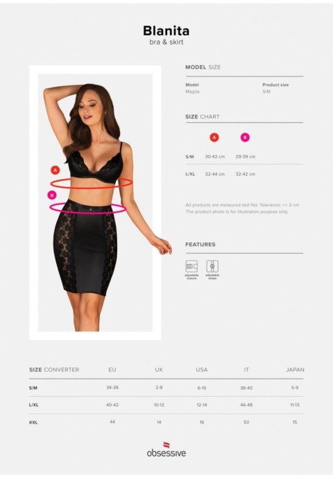 Komplet satynowy Blanita Obsessive czarny S/M