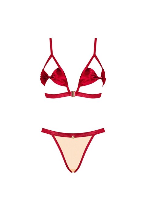 Satynowy komplet Rubinesa czerwony S/M Obsessive