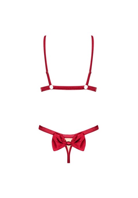 Satynowy komplet Rubinesa czerwony S/M Obsessive