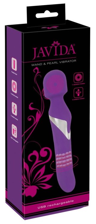 Wibrator wand z perłą Javida silikonowy USB 24 cm