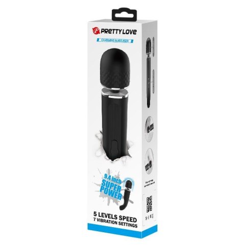 Masażer wibracyjny Pretty Love super mocny silikonowy czarny USB 24 cm