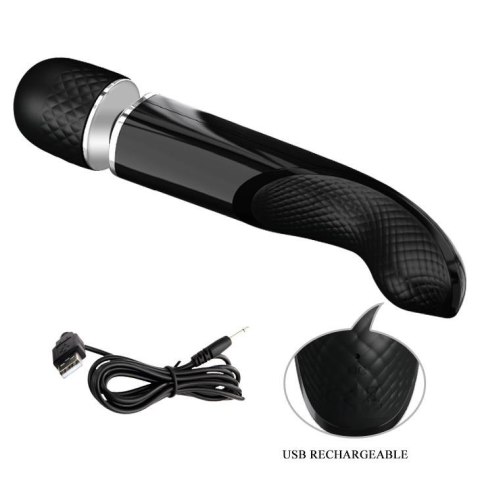 Masażer wibracyjny Pretty Love super mocny silikonowy czarny USB 24 cm