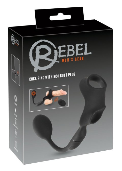 Pierścień z wibrującym plugiem analnym Rebel z pilotem USB 33 cm