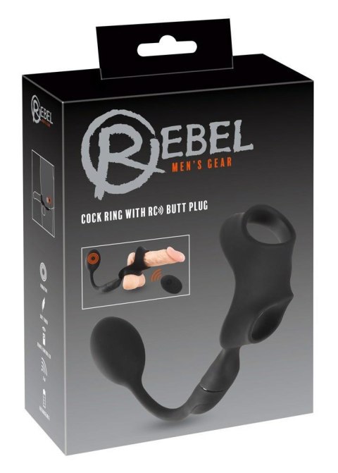 Pierścień z wibrującym plugiem analnym Rebel z pilotem USB 33 cm