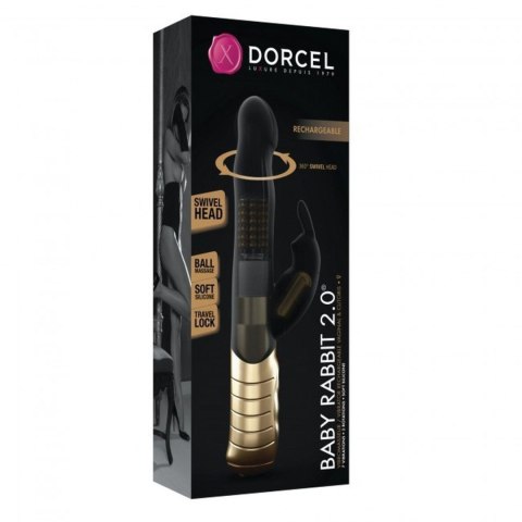 Wibrator króliczek Dorcel Baby Rabbit czarno złoty USB 22 cm