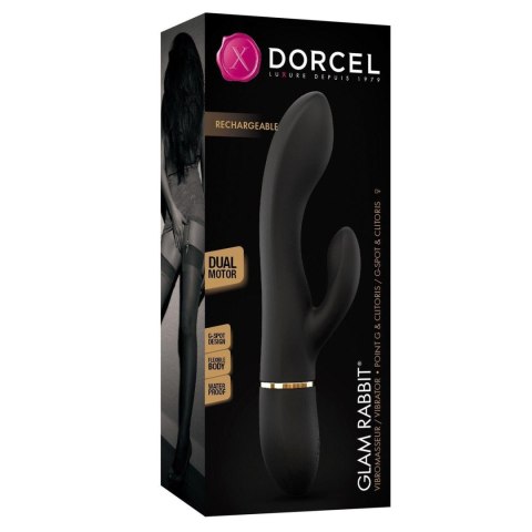 Wibrator króliczek Dorcel Glam Rabbit silikonowy czarny USB 21,8 cm