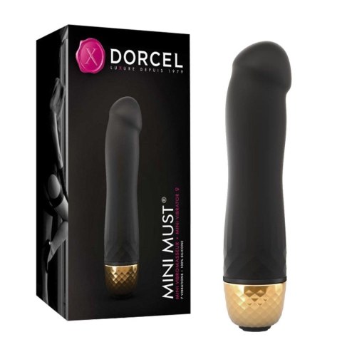 Wibrator mini silikonowy Dorcel Mini Must Gold czarny 12 cm wodoodporny
